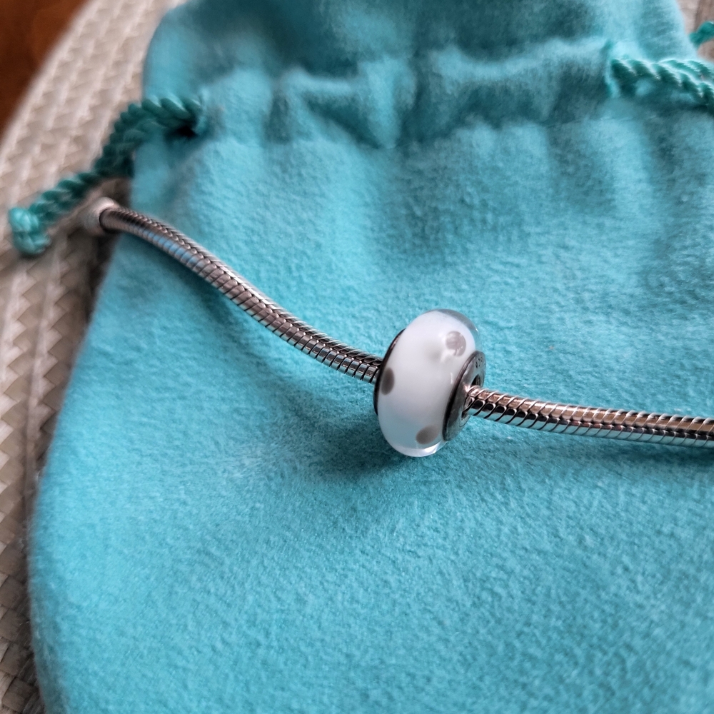 Pandora Gray And White Polka Dot Charm